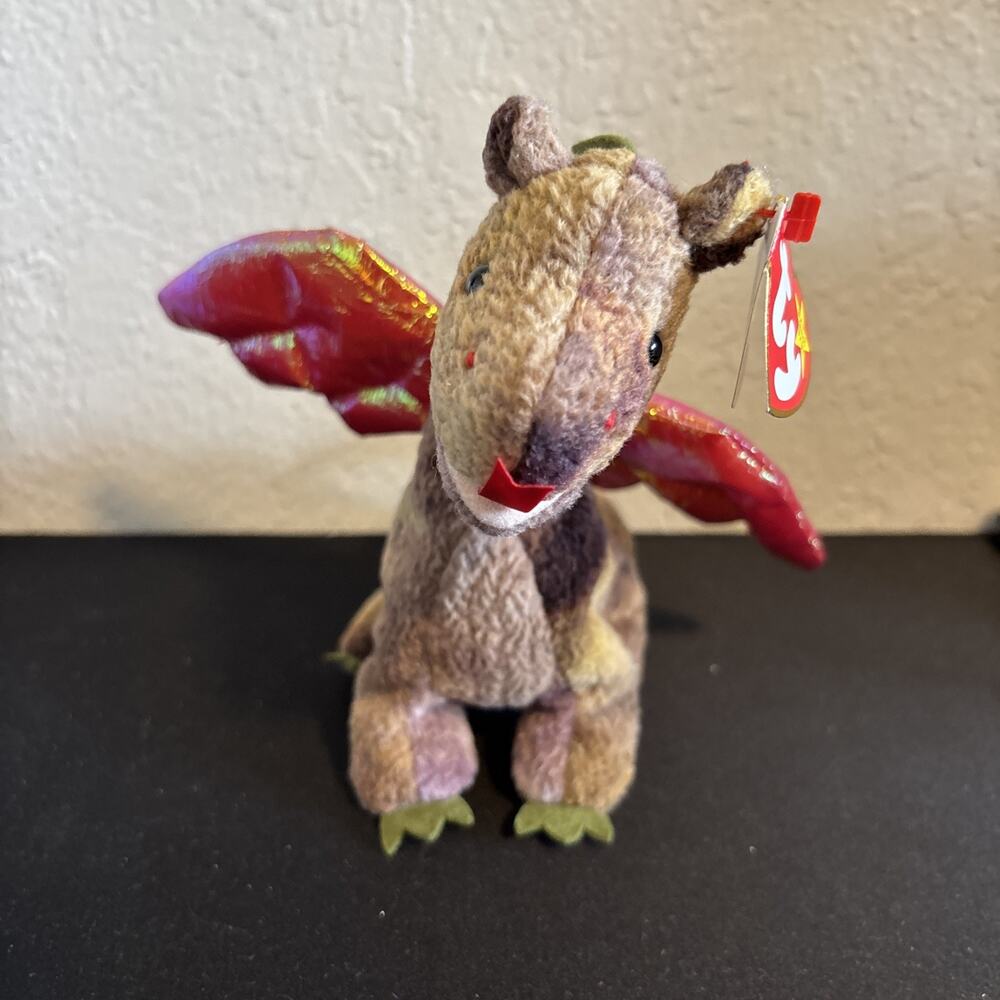 Ty Beanie Baby Scorch the Dragon Plush Toy - DOB July 31, 1998